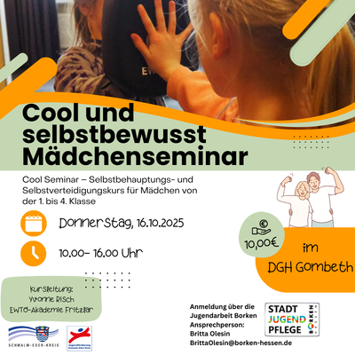 Jugendförderung Cool Mädchenseminar am 16.10.2025 im DGH Gombeth